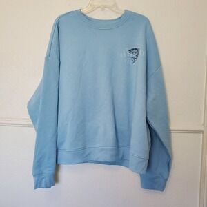 Original Use Mens XL Fishing Club Graphic Sweatshirt Light Blue Crewneck NWT